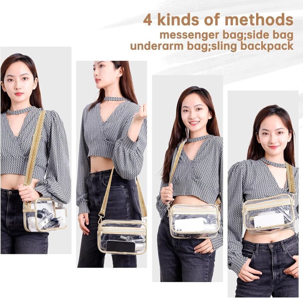 Clear PVC Crossbody Bag Women Men Stadium Approved Concert Festival Sports - Picture 7 of 7